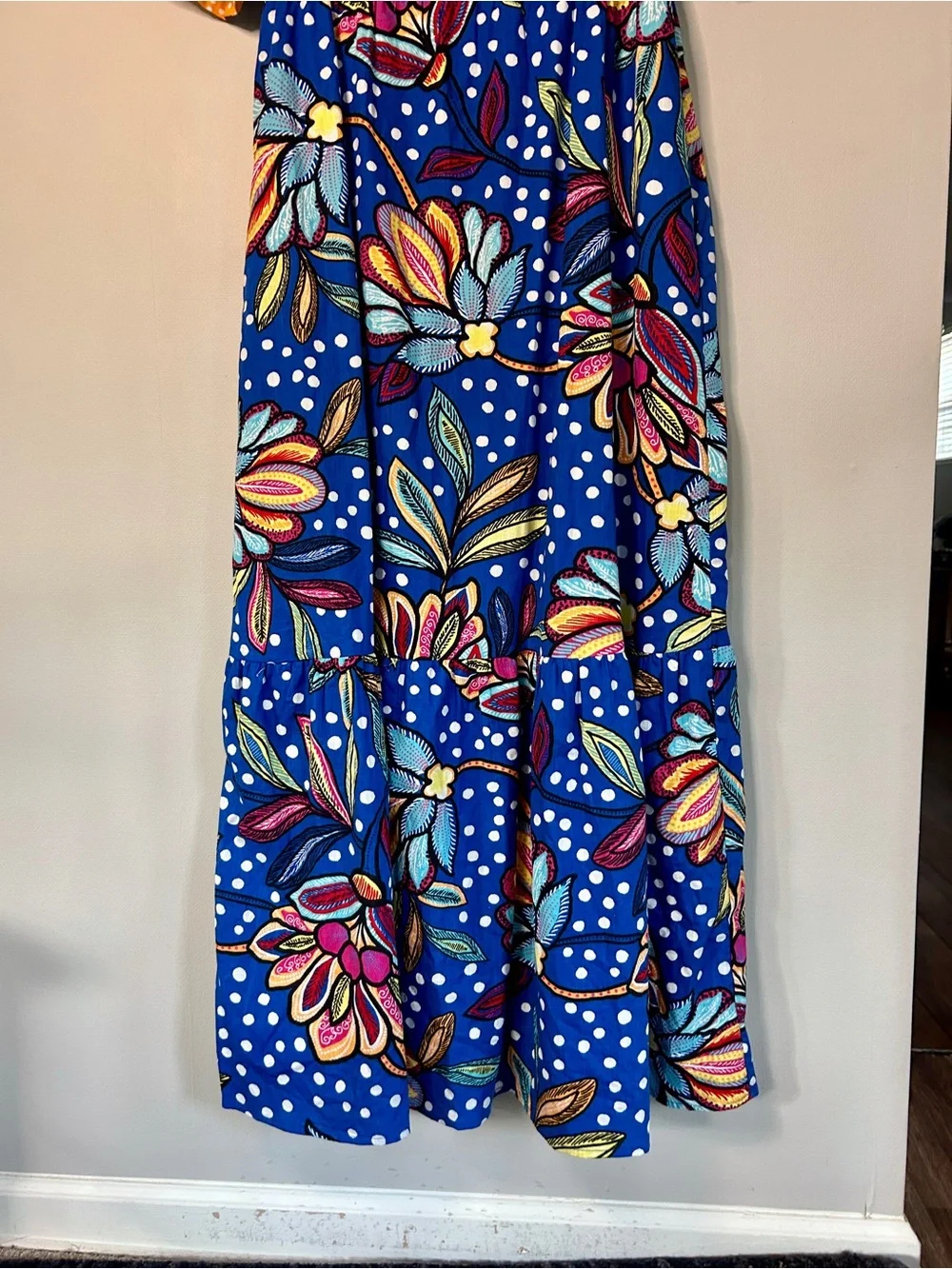 Tabitha Brown Floral Dot Statement Tiered Maxi Dress Whimsy Garden Party Artsy 8 - Picture 13 of 16